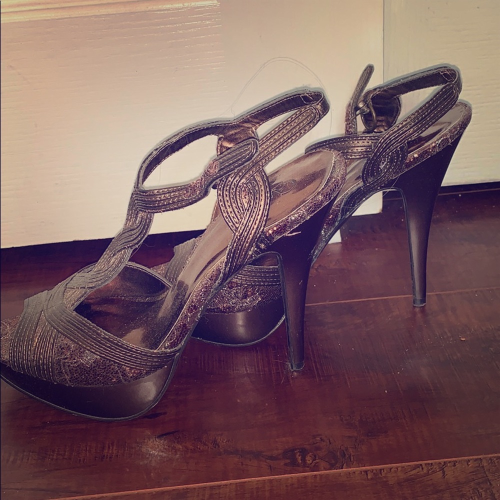Bronze, sparkly heels